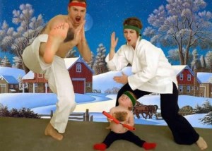 Just when do little kids have a hairier chest than some adult men? Also, what does martial arts have to do with Christmas?
