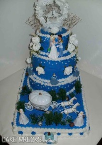 Maybe a Cinderella cake is fine by me but I think this is kind of over the top. Also, I'm not much of a fan of the girl finding her way out of her godforsaken hellhole through losing her footwear. 