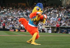 Though he is known for beating up Barney the purple dinosaur during Padres games, yet let's face it, chickens make lame mascots for sports teams. I'm sure this guy seems more appropriate as a spokesman for Tyson yet he didn't want to advocate people eating his fellow poultry.