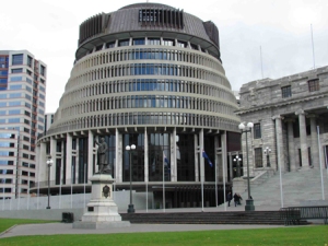 Actually, this place is known as "The Beehive" which houses New Zealand's Parliament. But still, it pretty much looks like some evil overlord's  palace from a science fiction film.
