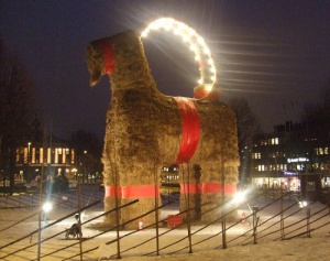 While the Christmas goat is a Christianized Christmas tradition taken from the Norse, the Galve Goat has been a prime target for vandalism and arson since it first burned down around midnight on Christmas Day in 1966.