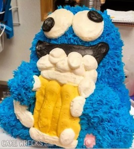 Sure cookies may not be nutritious snacks, but at least they're better for Cookie Monster to consume on a child's birthday cake than a swig of beer. Seriously, Cookie Monster's alcohol consumption really isn't making him a good role model on Sesame Street. Still, I kind of wish Cooke Monster would go back to eating cookies.