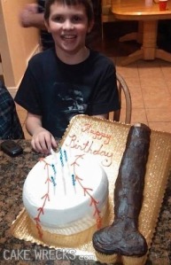 Okay, that now that long phallic thing certainly looks woody but it in now way resembles a baseball bat to me. Yet, I'm not sure if this 6-year-old birthday boy seems to notice. If he does, then he might find it funny.