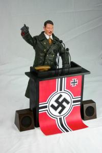 Comes with his own hat, Nazi podium, and speakers. Nazis and death camp not included. Still, I would never recommend anyone to get this guy since, well, you know he started WWII and orchestrated the Holocaust. Yet, it just amazes me that there's even a Hitler action figure available. Seriously, why?