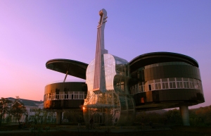 This is the Piano House in Huainan City in China which was designed by architectural students at Hefei University of Technology. It was mainly built to draw interest to the city. Even lights up at night.