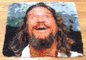 Now this rug is of the Dude's face from The Big Lebowski. Let's just say, you'll see a few of these from this movie. Because part of it pertains to a rug.