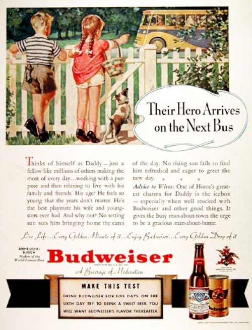 1963 BUDWEISER Beer Friends & Bowlers Drinking Bud & Smoking Bowl VINTAGE AD 