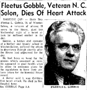 Now this guy's obituary is quite normal and lists his death as a heart attack. Still, anyone with the surname of Gobble is hard to take seriously.