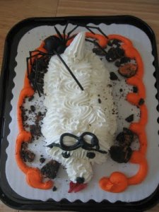 From Cake Wrecks: "WHAT in the name of sweet Lassie is that spider doing?!?" Was going to ask the same question myself. Okay, I don't want to know.