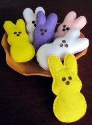 These are plush peeps which don't make as much of a mess as their sugar coated marshmallow counterparts. And they're just as adorable.