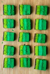 These are bar cookies in a few shades of green. Just right for Saint Patrick's Day.