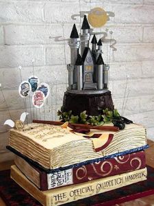 Yes, this book cake has Hogwarts in it as well as a wand and Gryffindor scarf. But it sure looks magical, indeed.