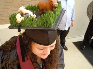 So she made her graduation cap into a pasture diorama. Interesting.
