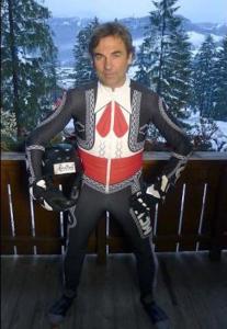 No, that's not a bobsledder uniform. That's what you wear when you're part of the 3 Amigos. Seriously, I more likely expect him to shoot an invisible swordsman than go on a bobsled.