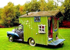 It's a camper that's supposed to resemble a gypsy caravan. Still, not a fan of the color.